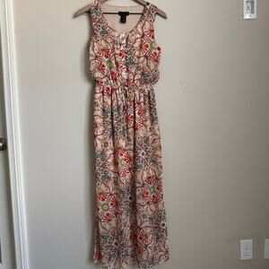 Vintage Enfocus Studio Womens Multicolor Strappy Floral Maxi Dress Size 4 Boho